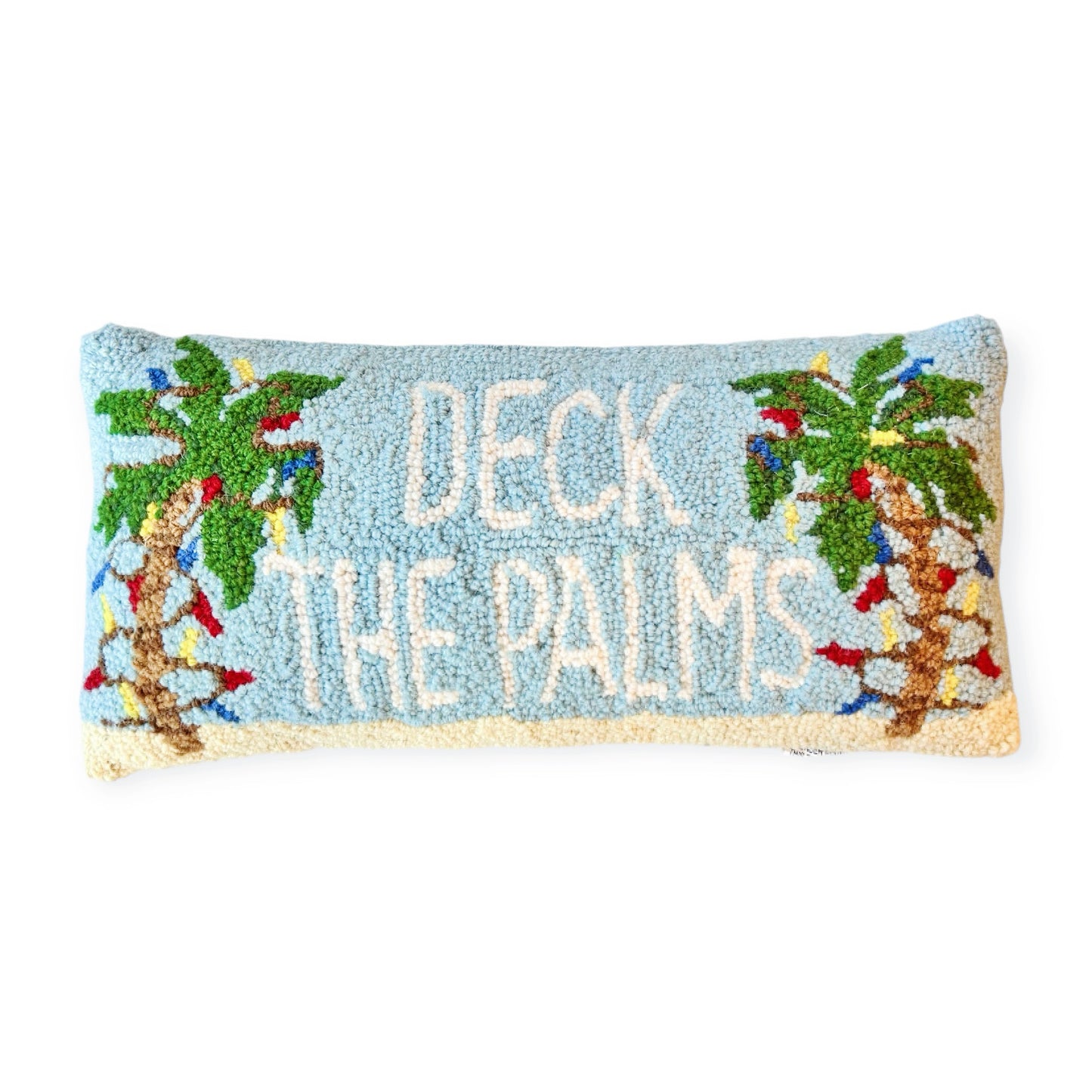 Deck The Palms Holiday Hooked Pillow