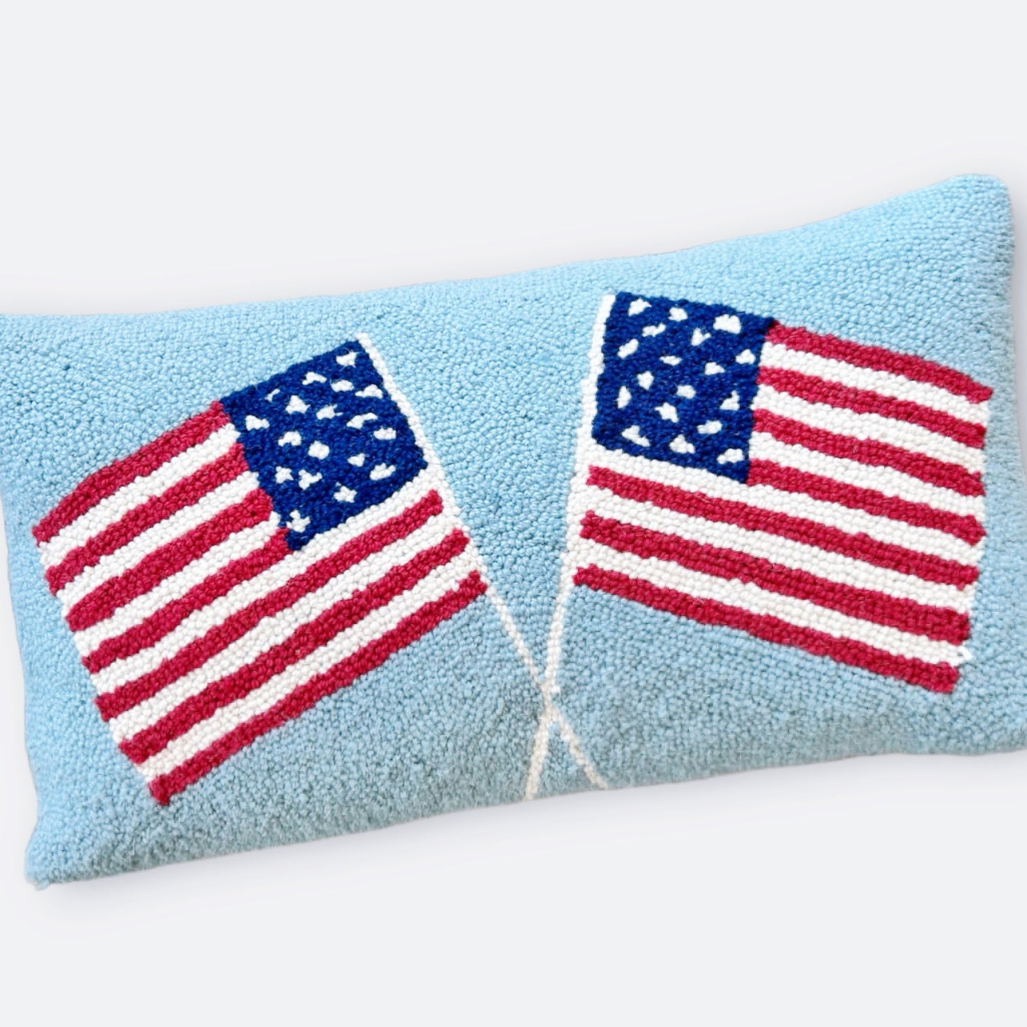 USA Flags Hooked Pillow