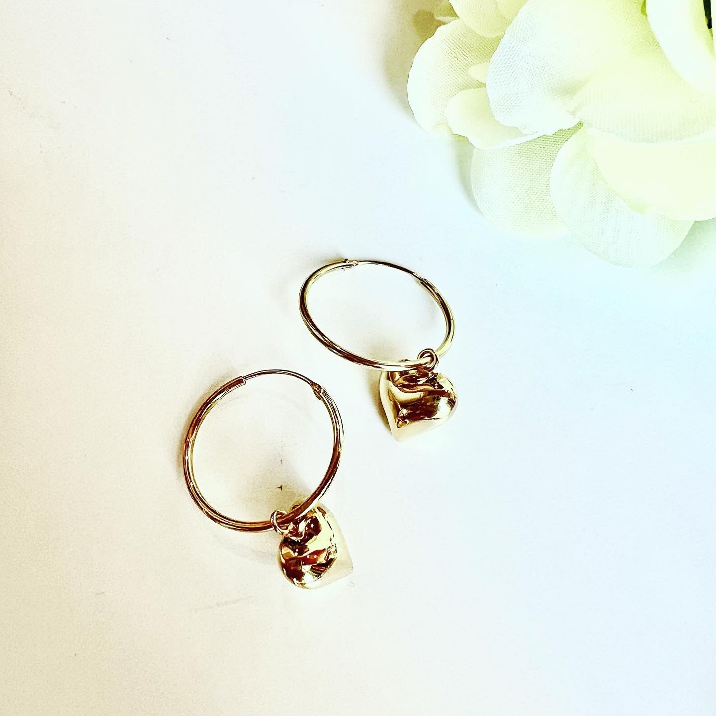 “Little moments” Gold Heart Hoop Earrings