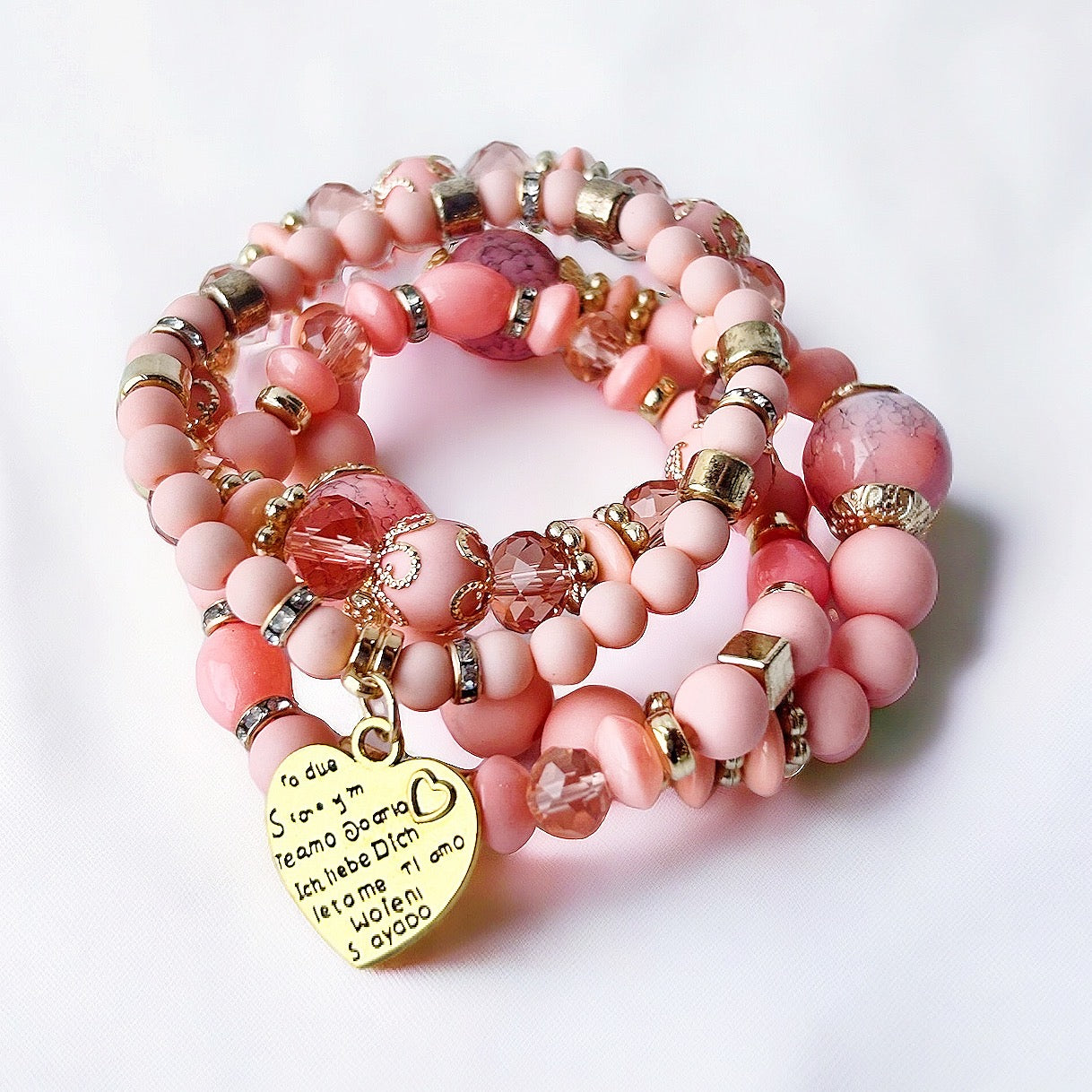 Bubblegum Beaded Bracelet Stack