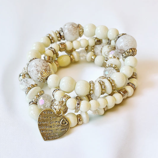 Ivory Arm Candy Beaded Bracelet Stack