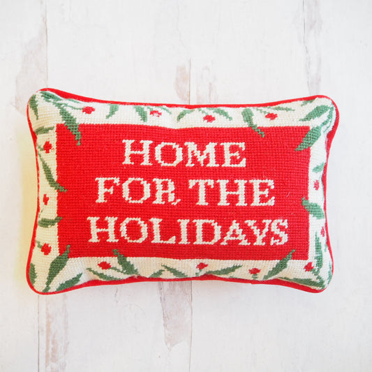 Hooked "Home for the Holidays" Throw Pillow