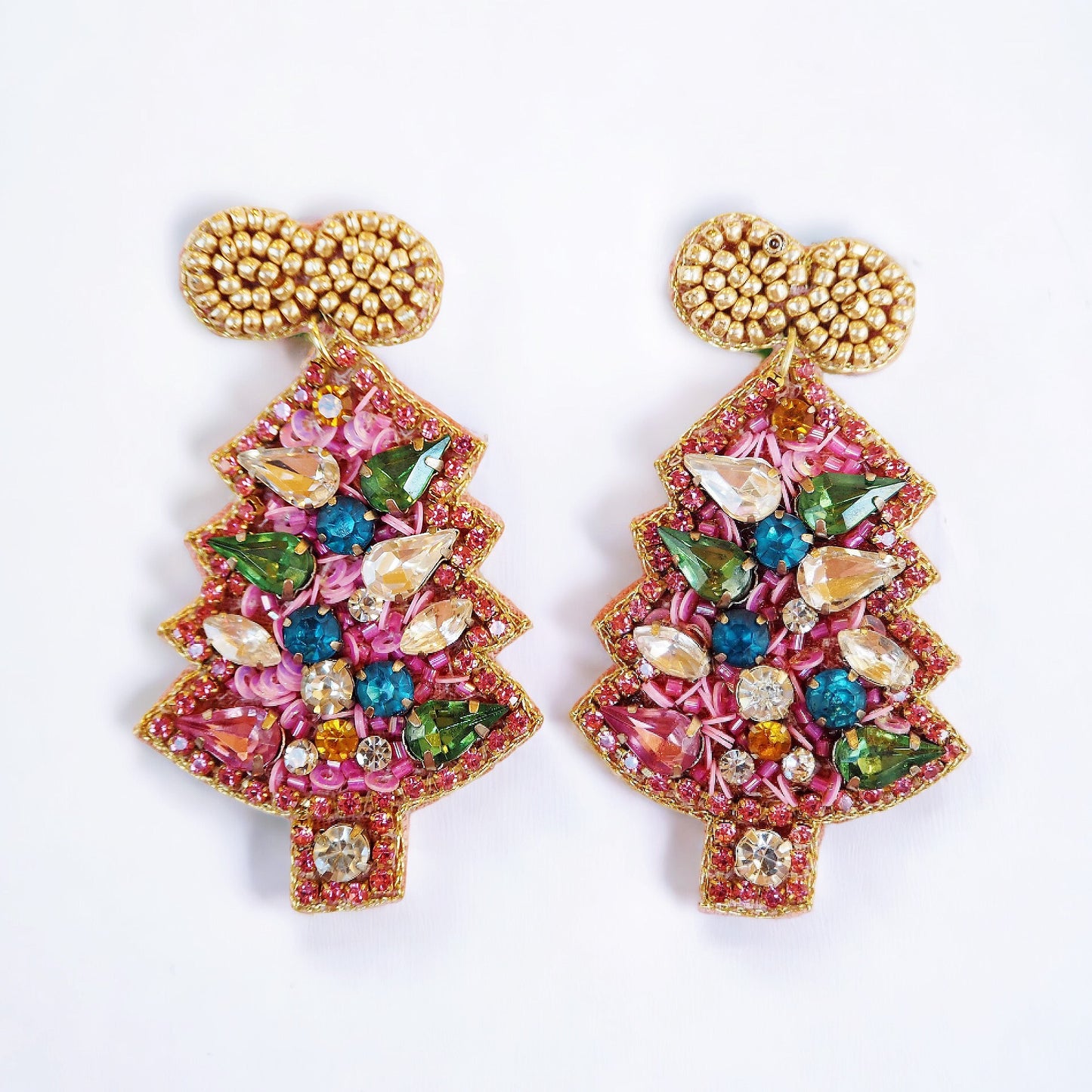Sparkly Beaded Pink Christmas Trees
