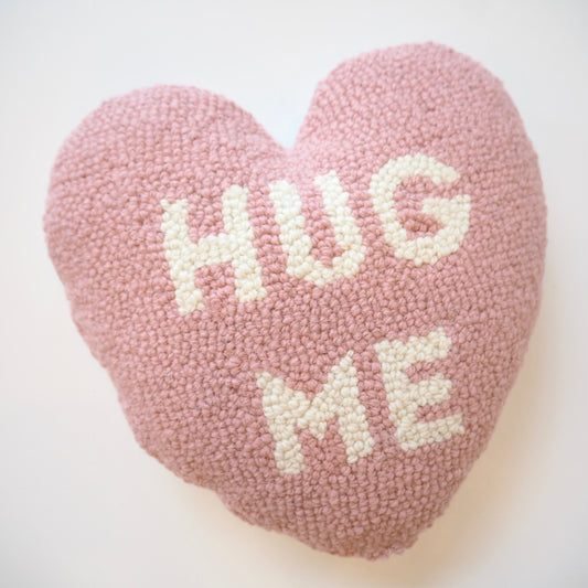 Heart Shaped "Hug Me" Hooked Pillow