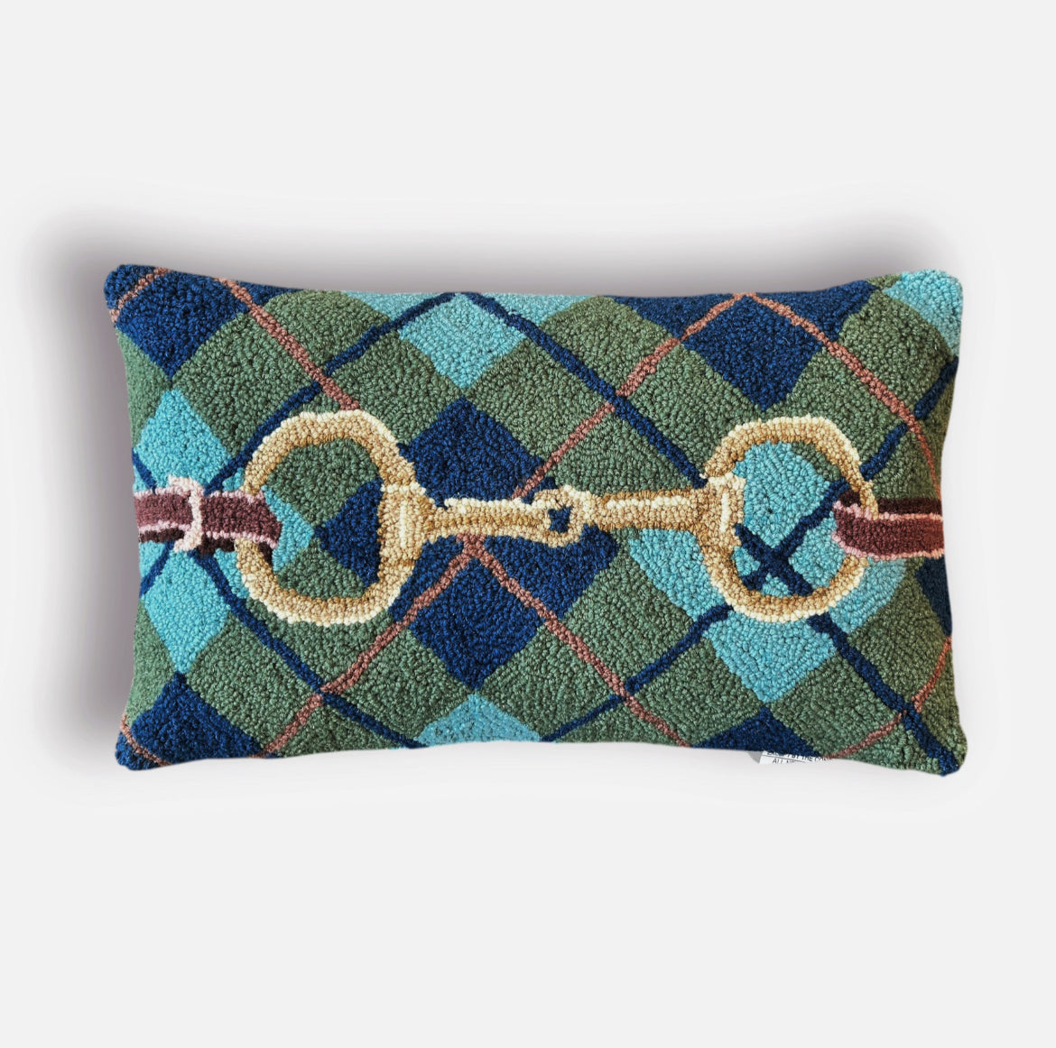 Gingham Snaffle Bit Hooked Pillow