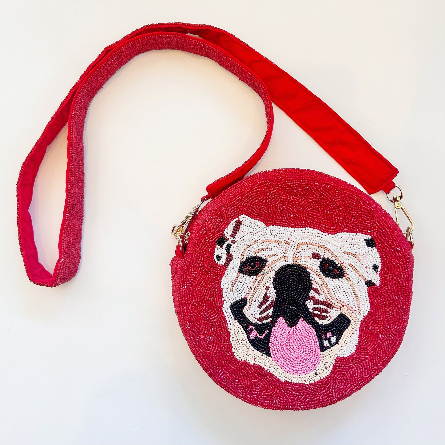 Beaded Round Bulldog Handbag