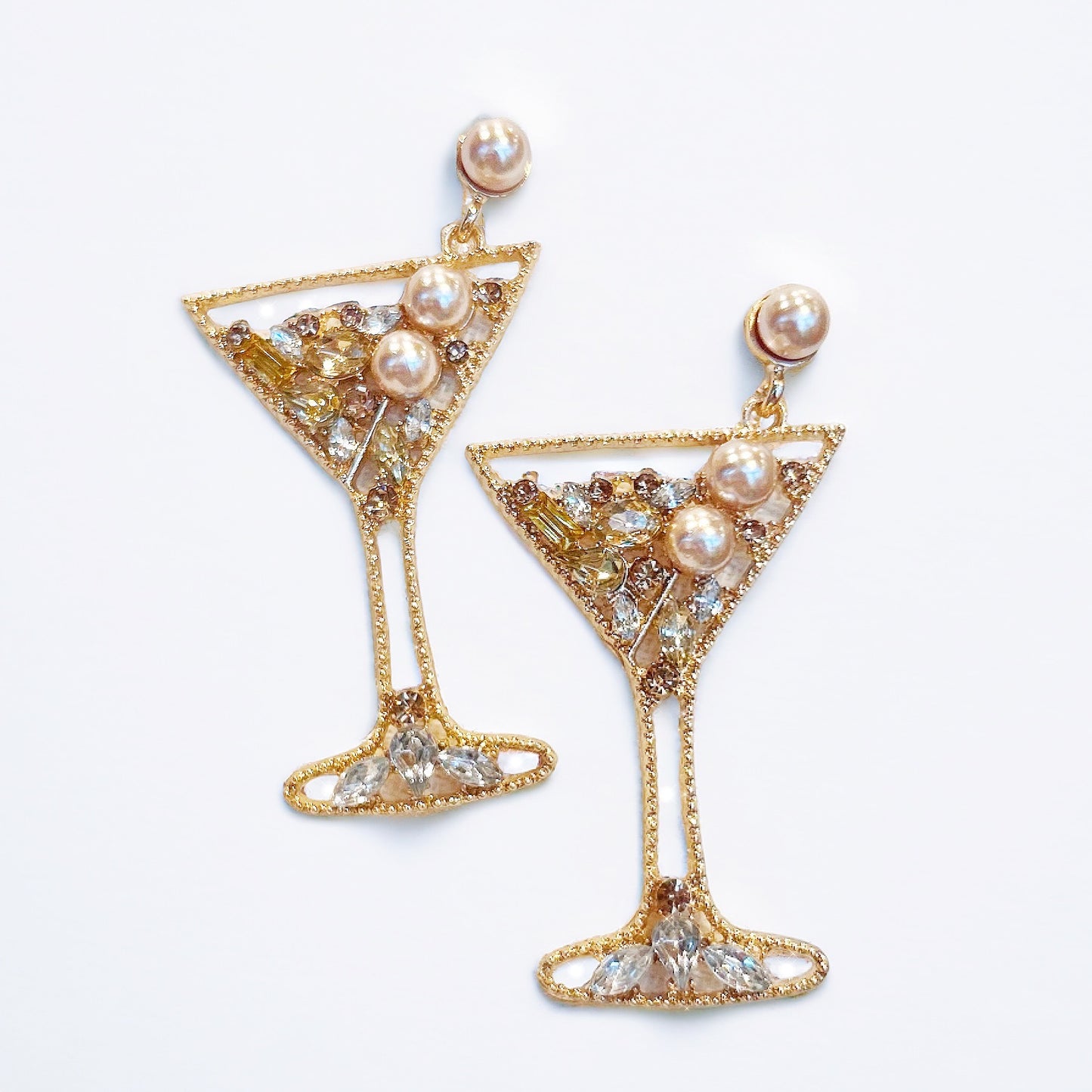 Jeweled Martini Glass Earrings