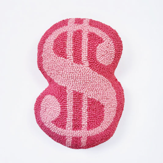 Money Sign Hooked Pillow