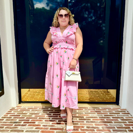 Emily Embroidered Midi Dress ~Final Sale