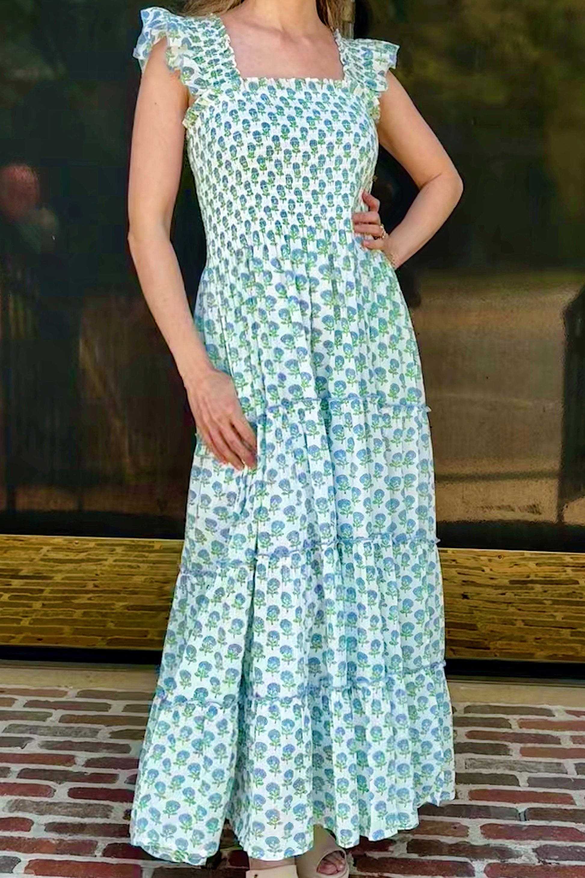 Hydrangea Garden Maxi Dress Small