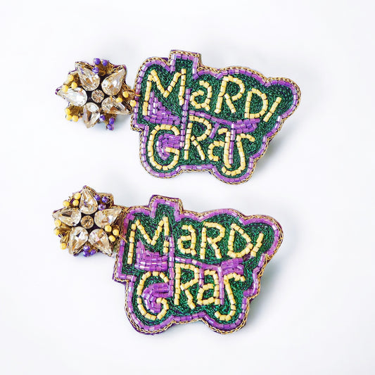 Mardi Gras Beaded Earrings~SALE