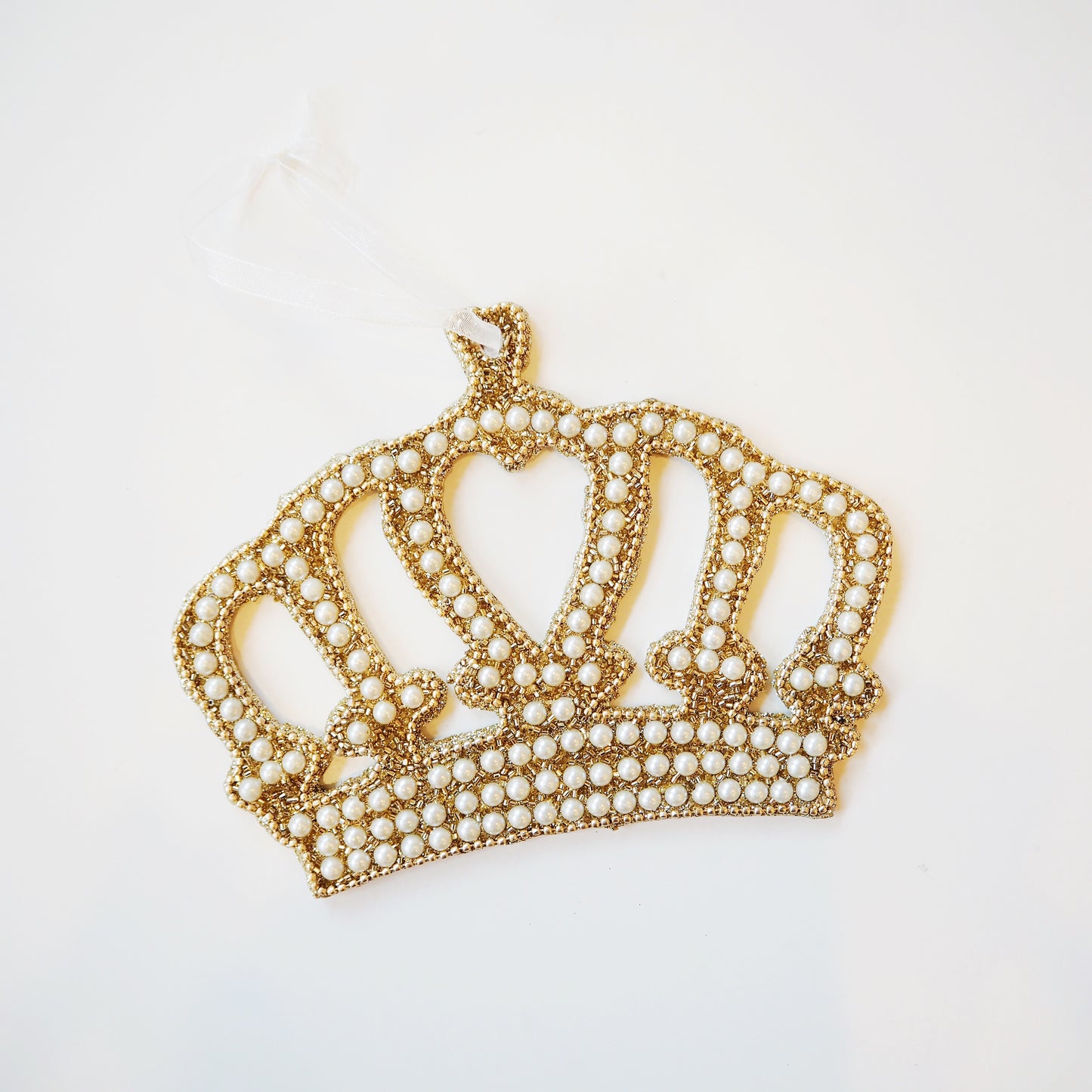 Sparkly and Pearled Crown Ornament