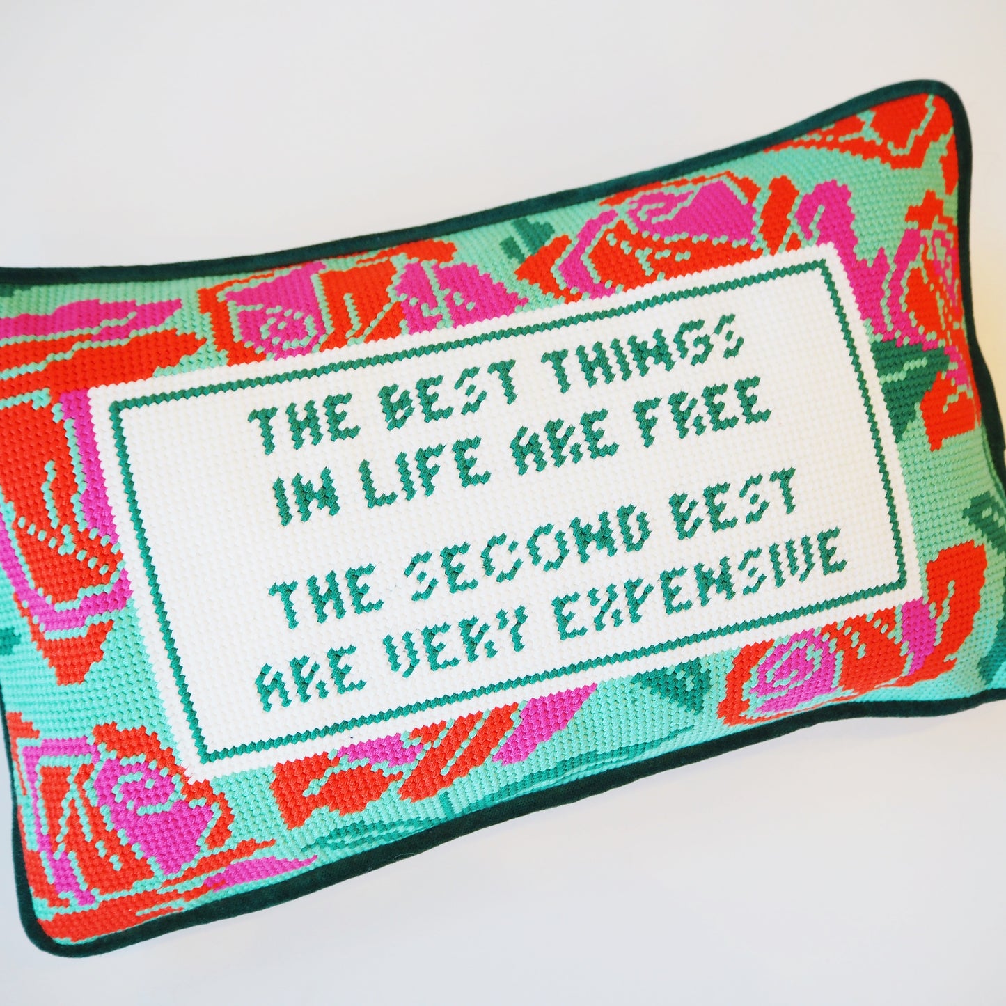 The Best Things in Life are Free Needle Point Pillow