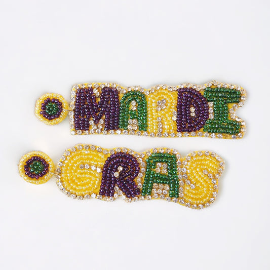 Mardi Gras Beaded Earrings~Clearance