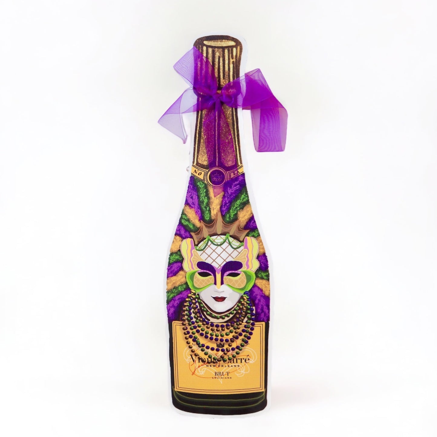 Mardi Gras Mask Champagne Door Hanger