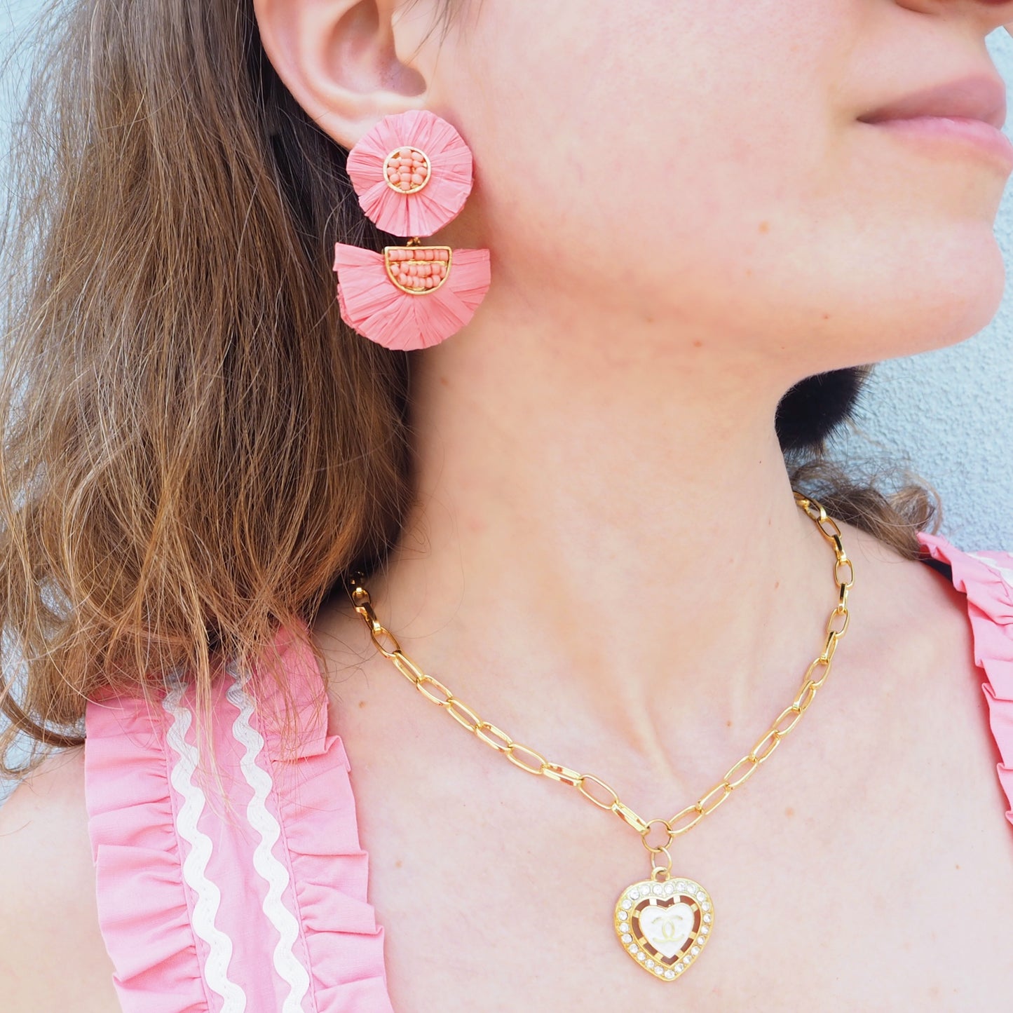 Pink Ratan Dangle Earrings