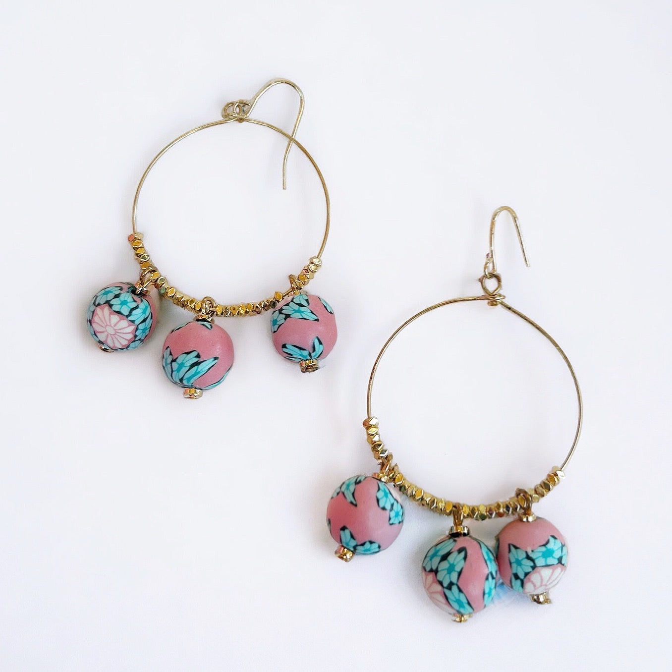 Pink and Blue Dangle Earrings
