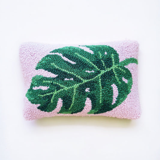 Hooked Palm Leaf Pillow