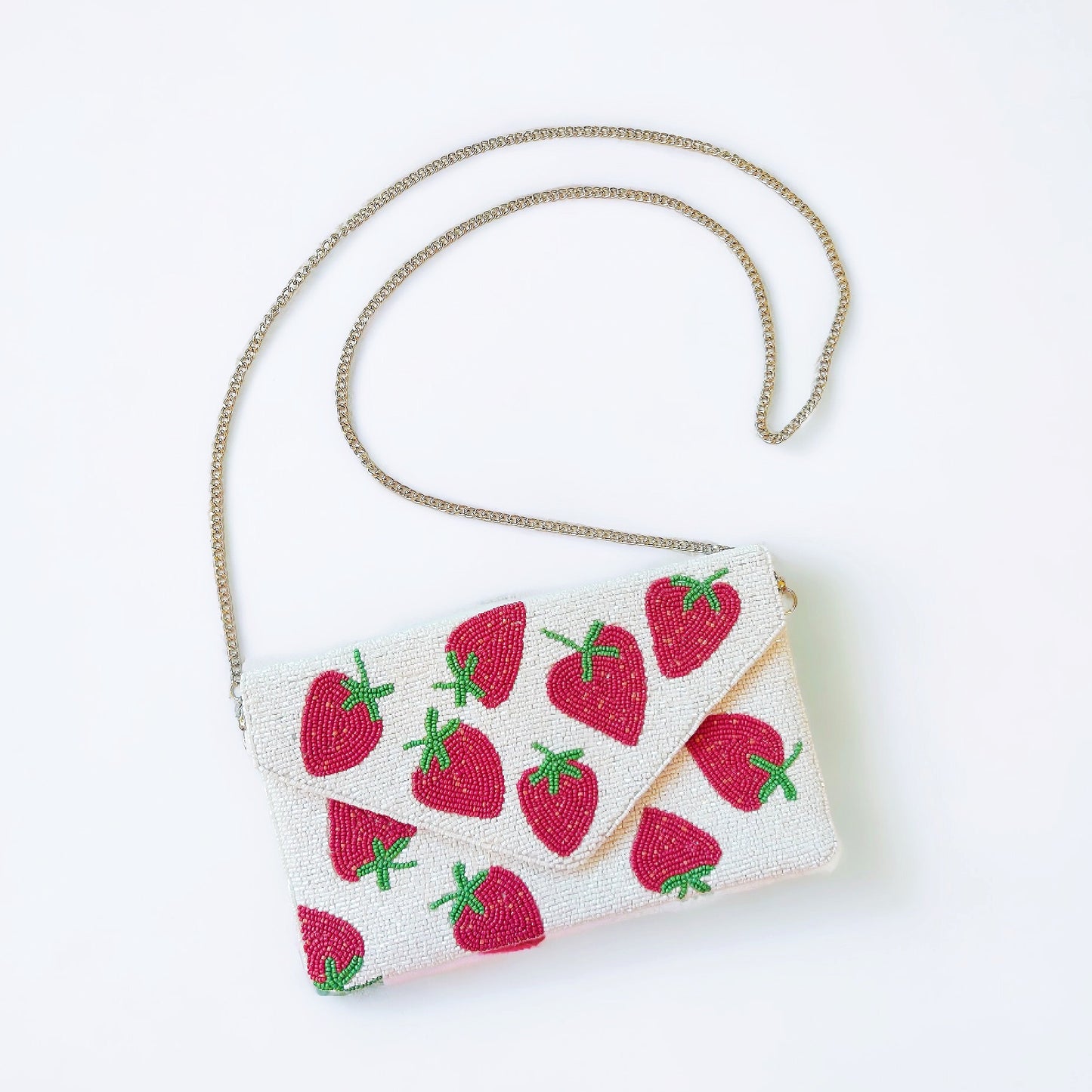 Beaded Strawberry Clutch Handbag