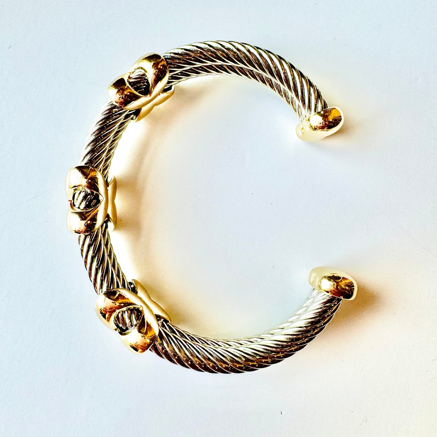 Gold & Silver Cable Cuff Bracelet