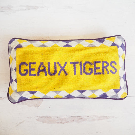 Girl Be Brave Needlepoint Geaux Tigers Pillow