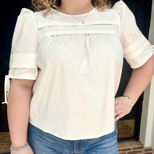 Poet's Garden White Linen Top~Final Sale