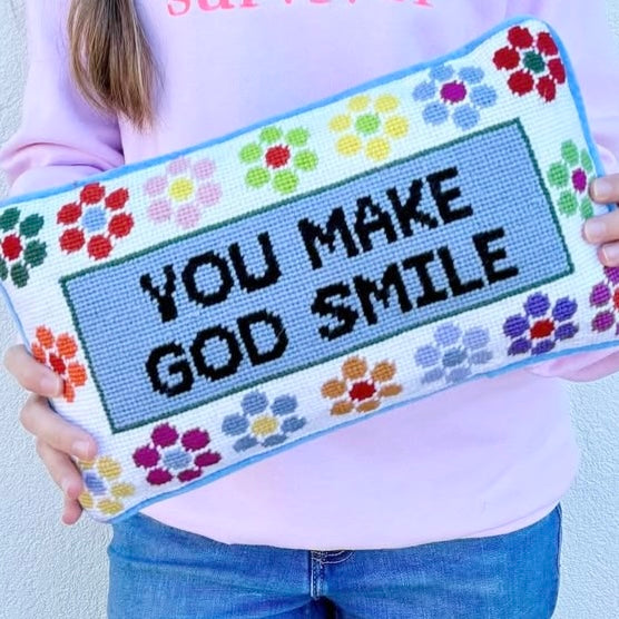 Girl Be Brave You Make God Smile Hooked Pillow