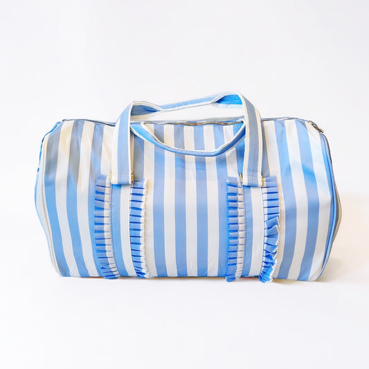 Blue Striped Duffle Bag