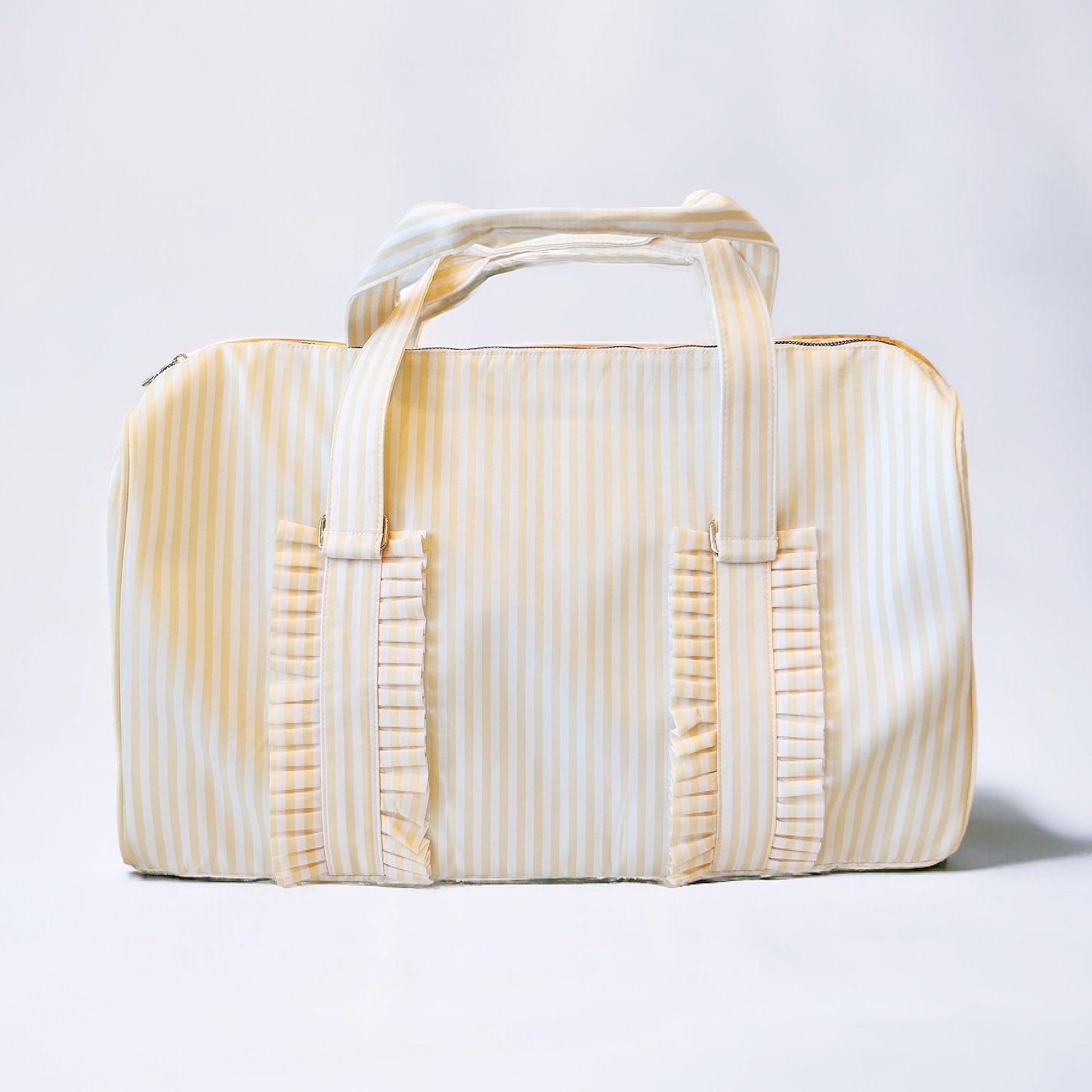 Yellow Striped Duffle Bag