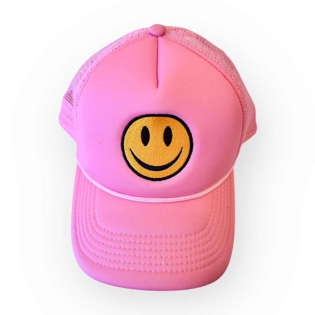 SMILEY - VINTAGE CORDUROY MESH TRUCKER HAT-NWOT Neon Pink Glitter Smiley Face Mesh Trucker Hat – Charming  main image 3