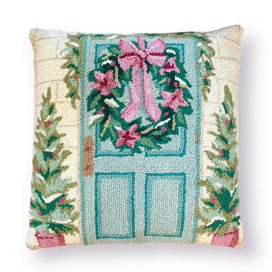 Home for the Holidays Hooked Pillow