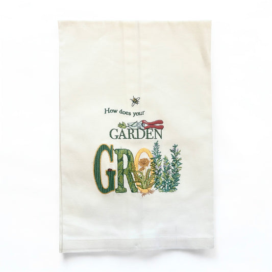 How Does Your Garden Grow Embroidered Kitchen Towel