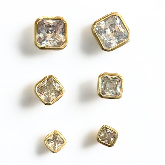 Gold Bevelled Diamond Studs