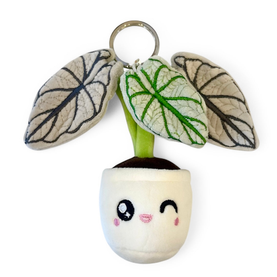 Plant Plush Keychain Silver Dragon Alocasia