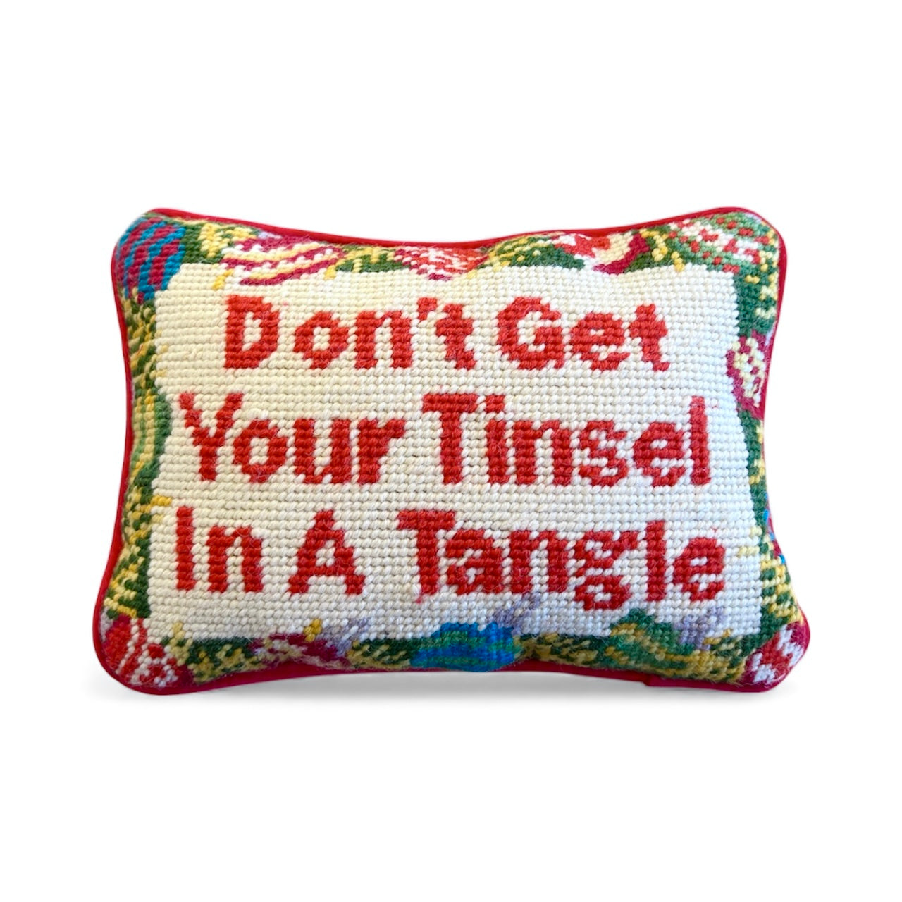 Don't Get Your Tinsel in a Tangle Needlepoint Pillow