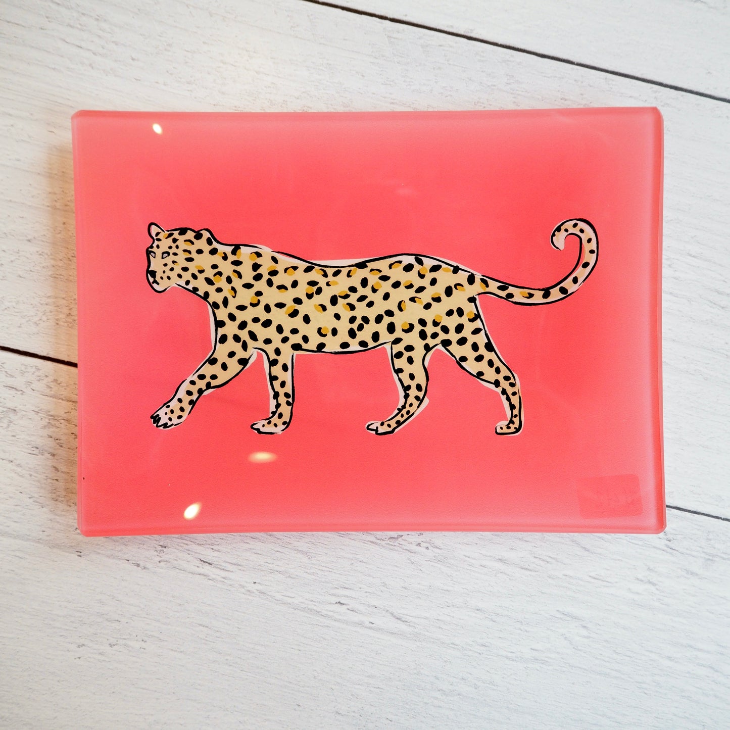 Rectangle Cheetah Glass Tray