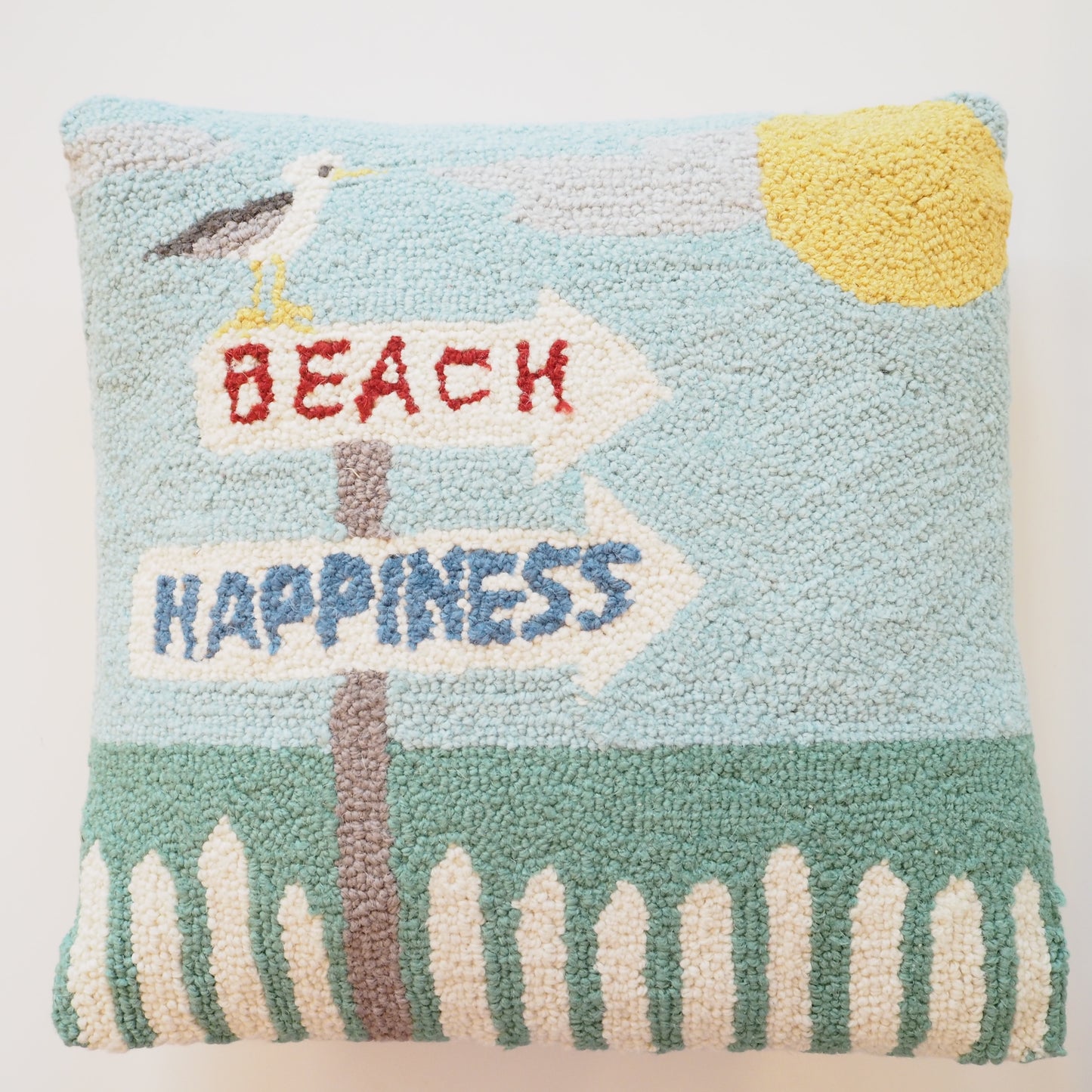 Happiness at the Beach Hooked Pillow