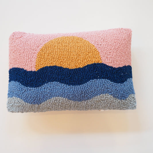 Ocean Sunset Hooked Pillow