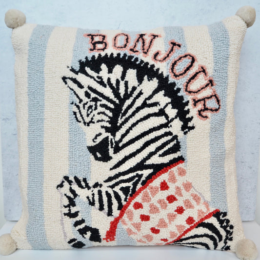 Hooked Bonjour Zebra Pillow