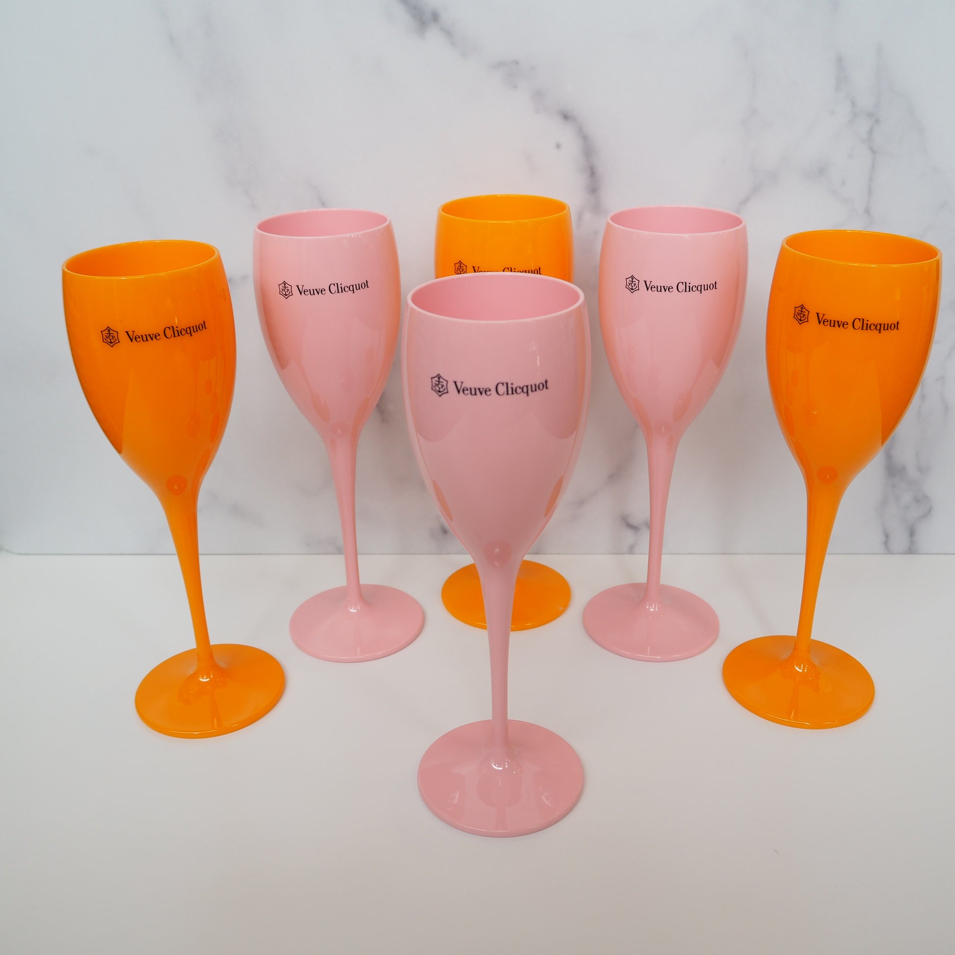 VEUVE CLICQUOT PINK ROSE CHAMPAGNE FLUTE GLASS CUP NEW X 4
