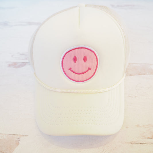 Tan & Pink Smiley Face Hat