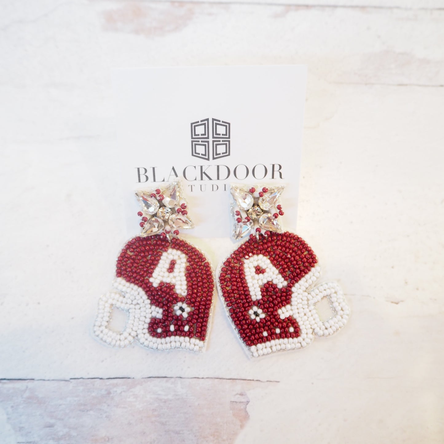 Beaded Alabama Football Helmet Earrings