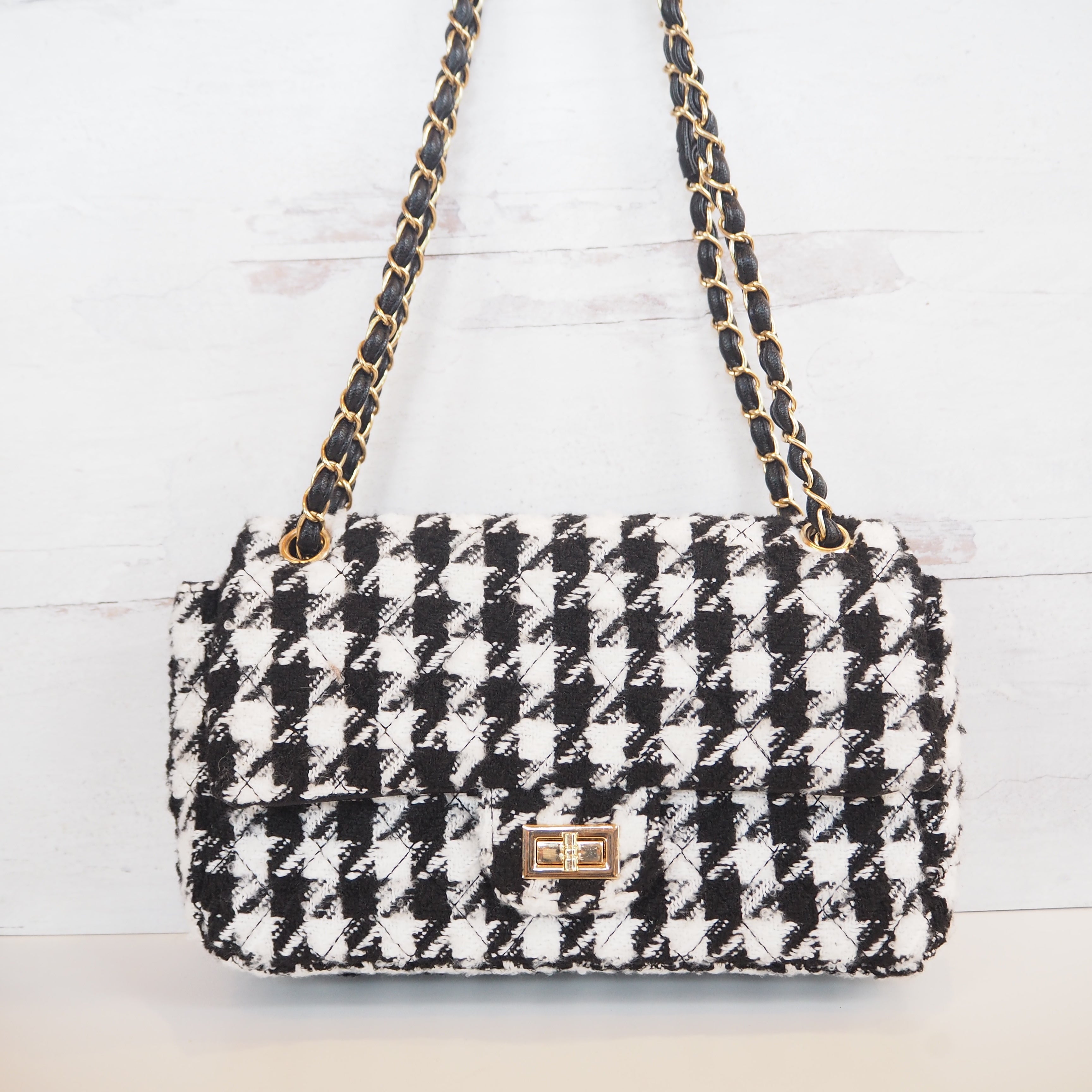 Houndstooth Graphic Square Bag | SHEIN IN