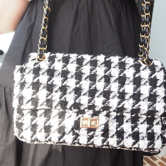 Black & White Houndstooth Handbag