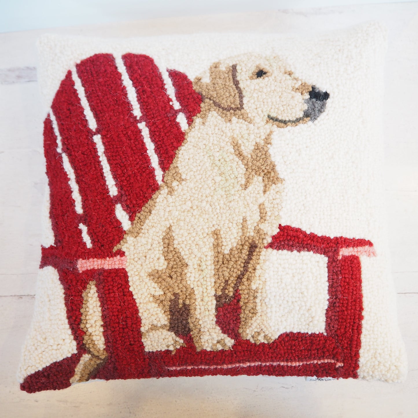 Hooked Summertime Yellow Lab Pillow