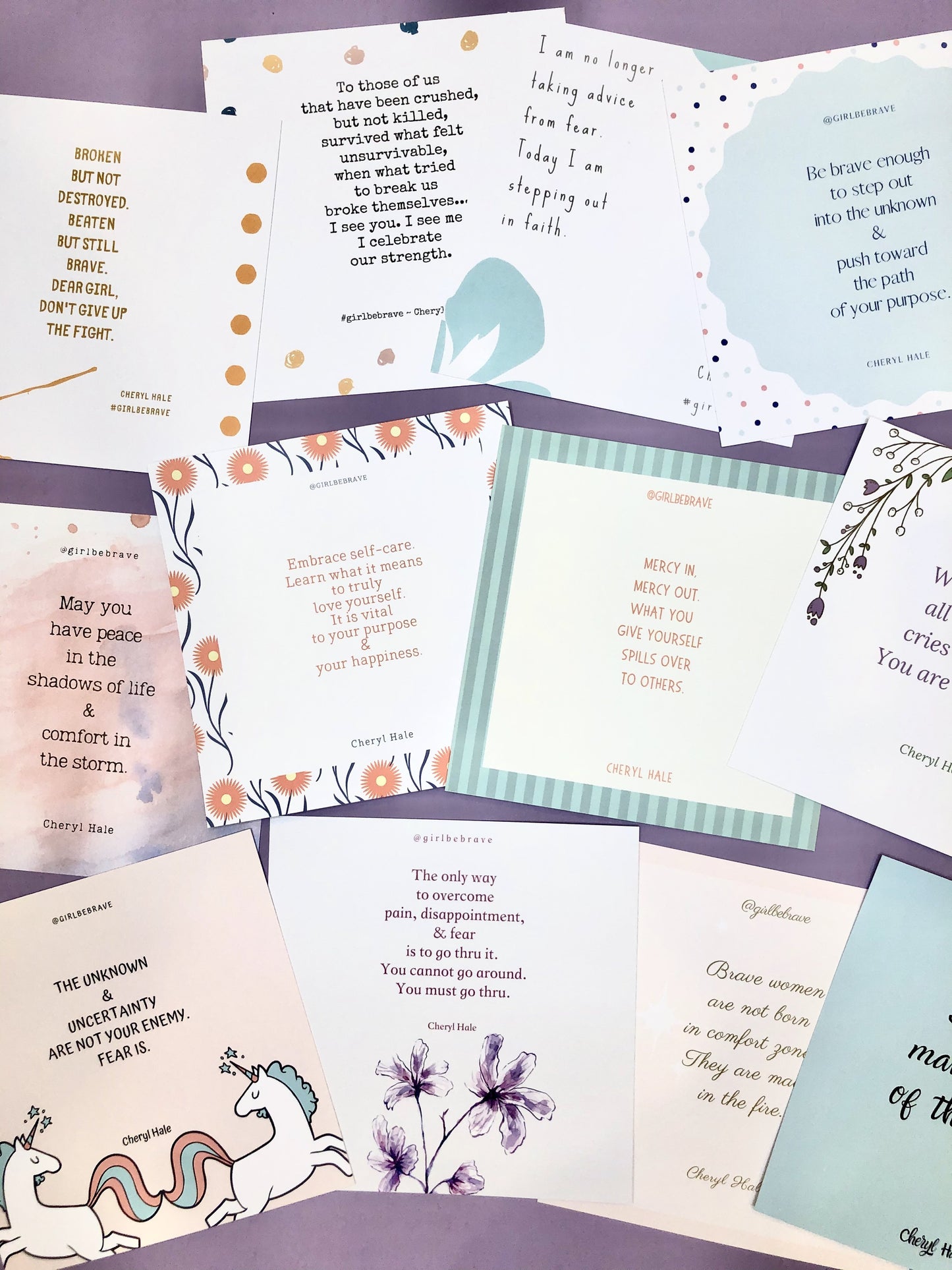Girl Be Brave Quote Cards with Envelopes Set of 12