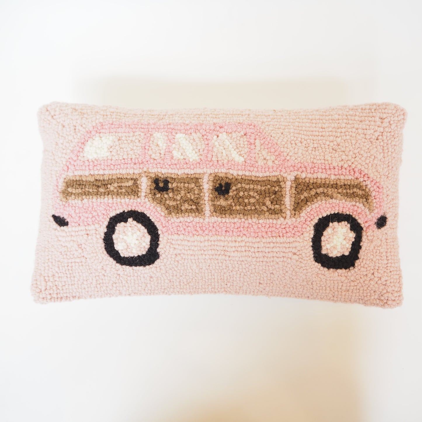 Pink Station Wagon Hooked Pillow